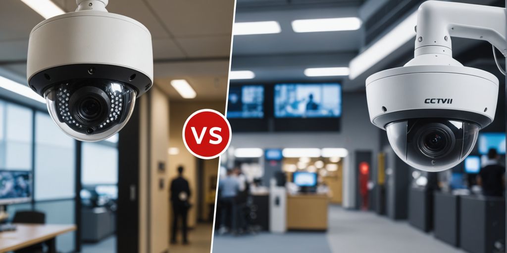Analogue and IP CCTV cameras side by side.