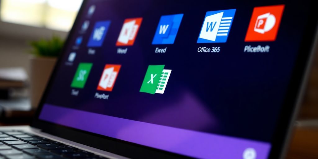 Laptop screen with Office 365 icons