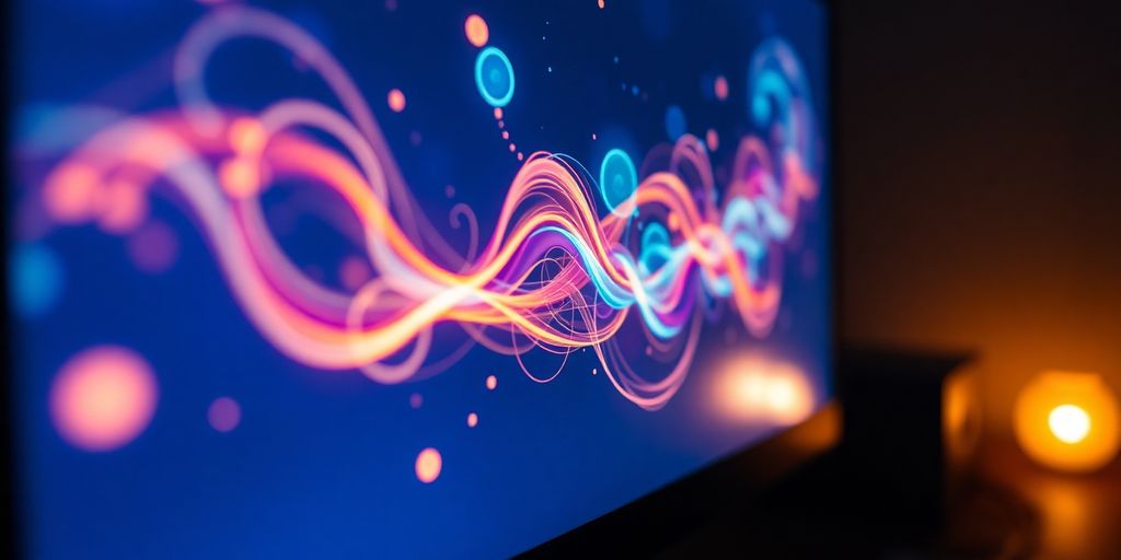Digital art emerging from glowing computer screen.