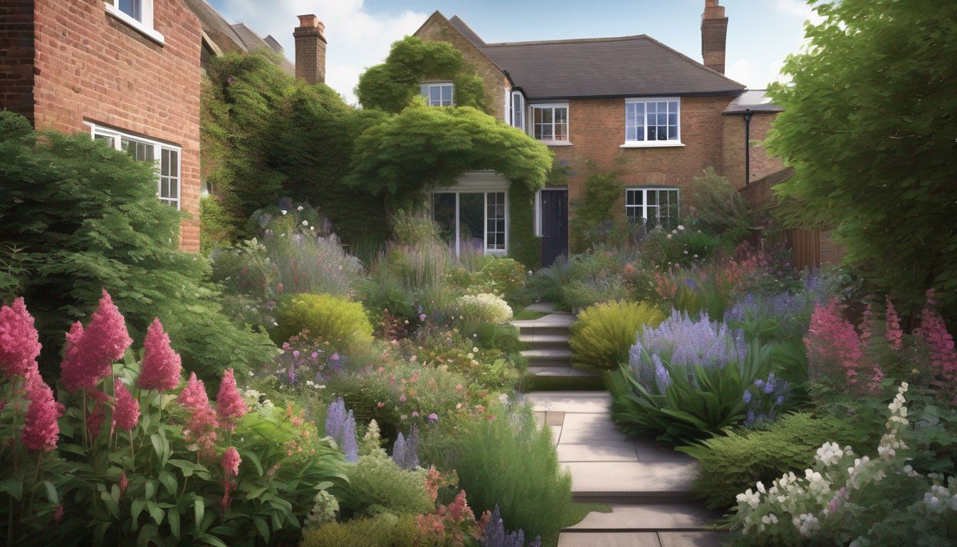 London garden shrubs and flowers