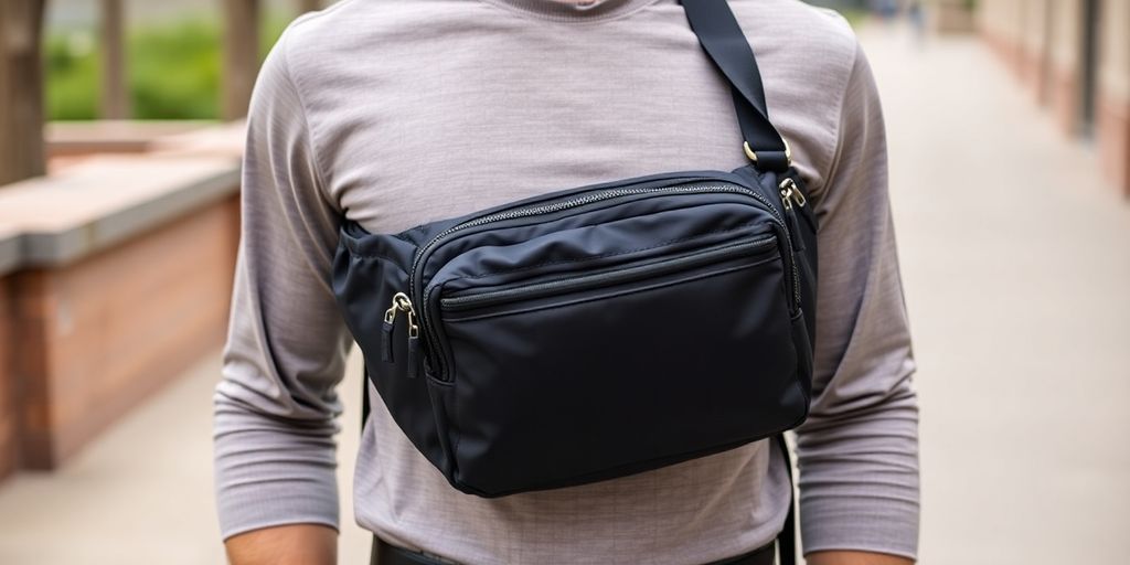 Sac banane XL porté par un modèle.