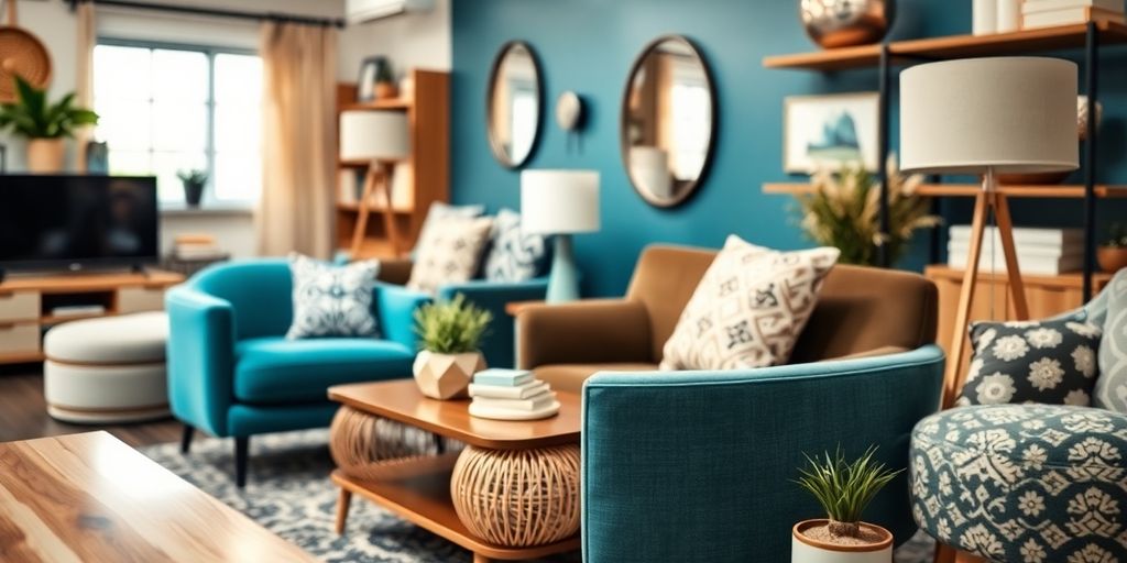 Person happily trading furniture online.