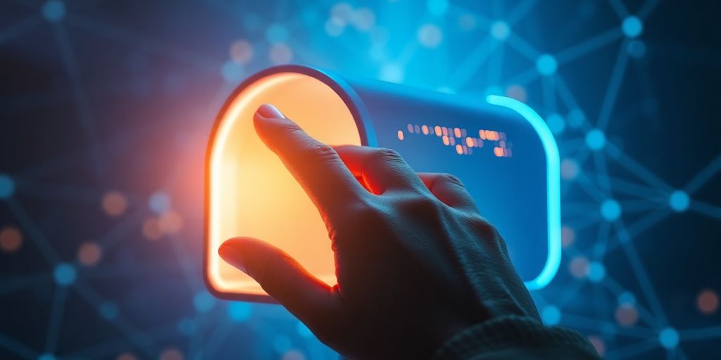 A hand opening a glowing digital mailbox.