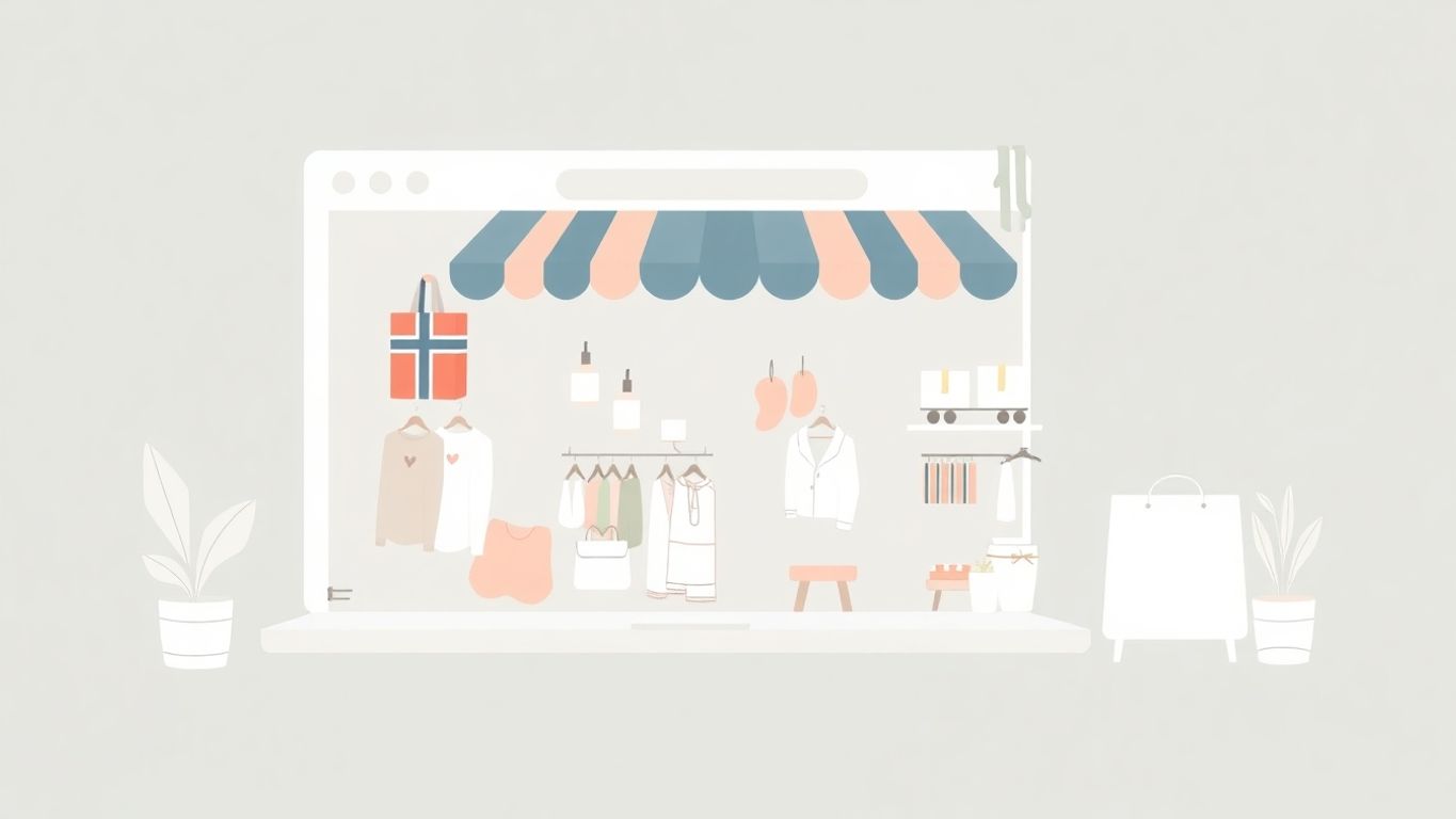 Moderne illustrasjon av norsk nettbutikk.