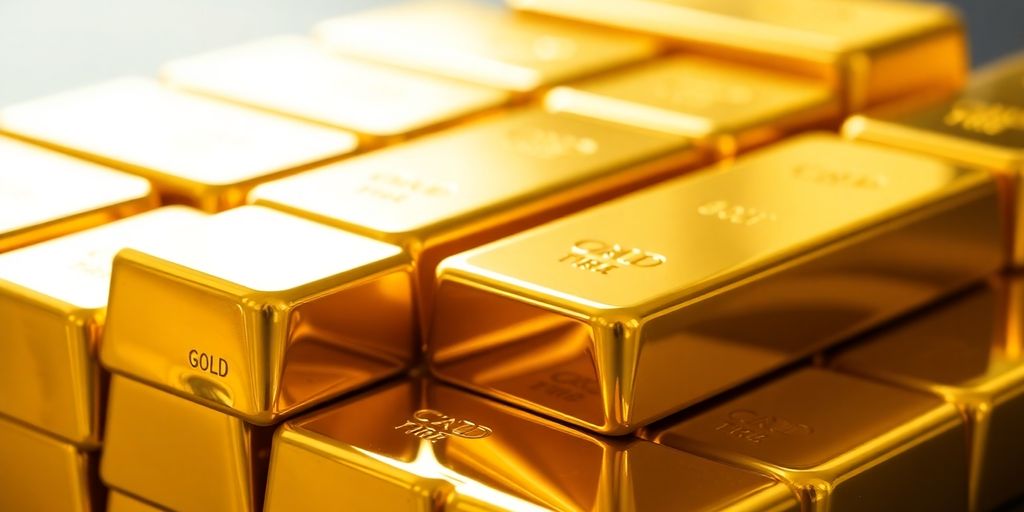 Lingots d'or empilés et brillants
