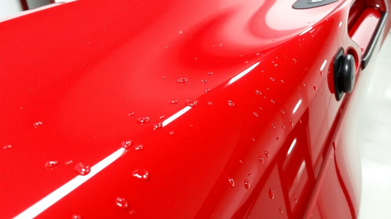 Car with shiny ceramic paint protection