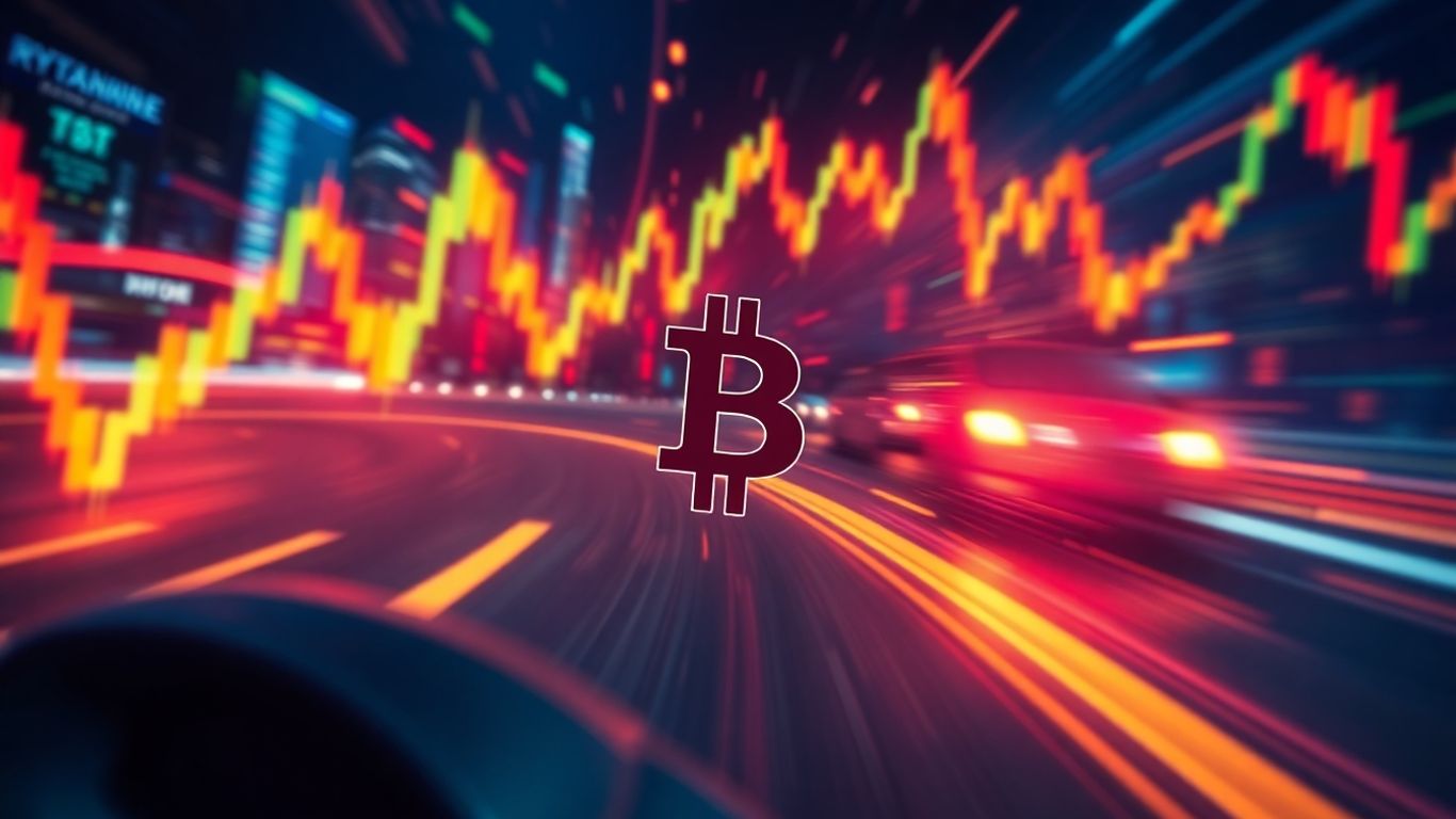 Crypto swing trading visuals with forward momentum.