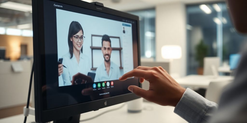Person on a video call focusing on computer security.