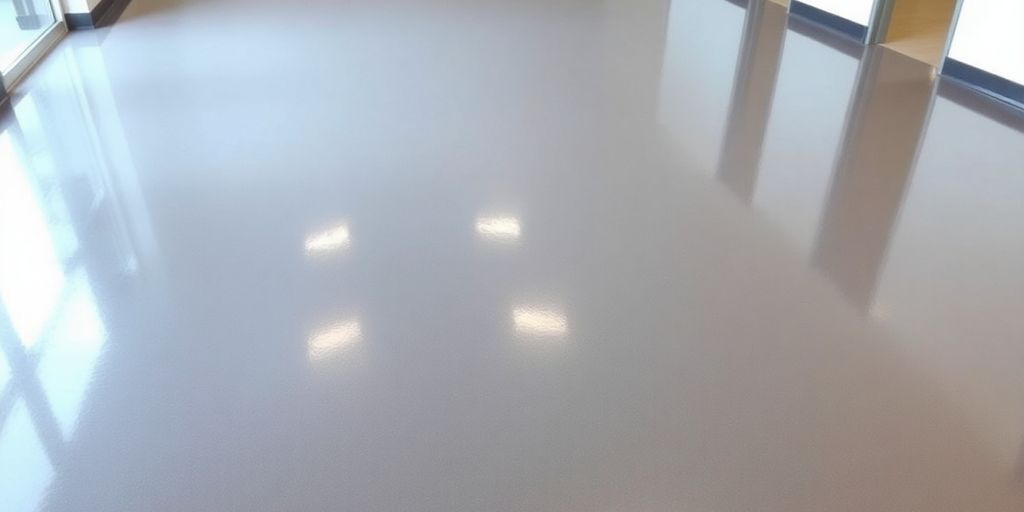 Glossy commercial epoxy flooring in a modern setting.