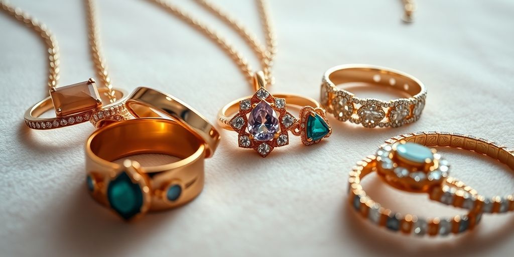 Bijoux de valeur sur un fond en velours.