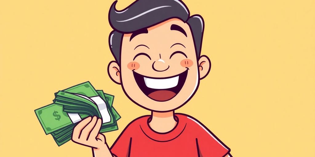 Happy person with money, fast cash