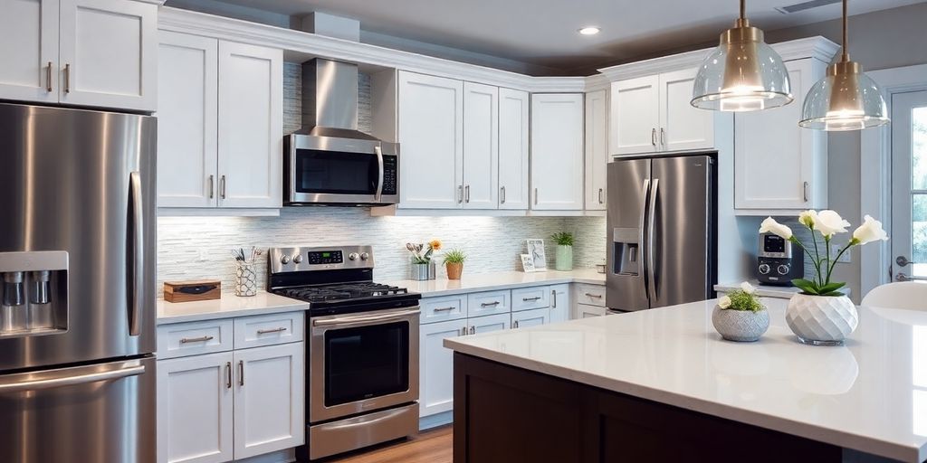 Modern remodeled kitchen with elegant design and decor.