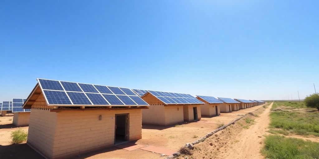 Panneaux solaires sur des toits de ferme en Égypte.