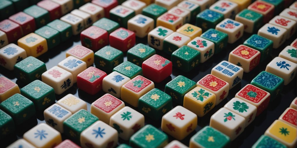 Mahjong tiles with numbers in a visually appealing arrangement.