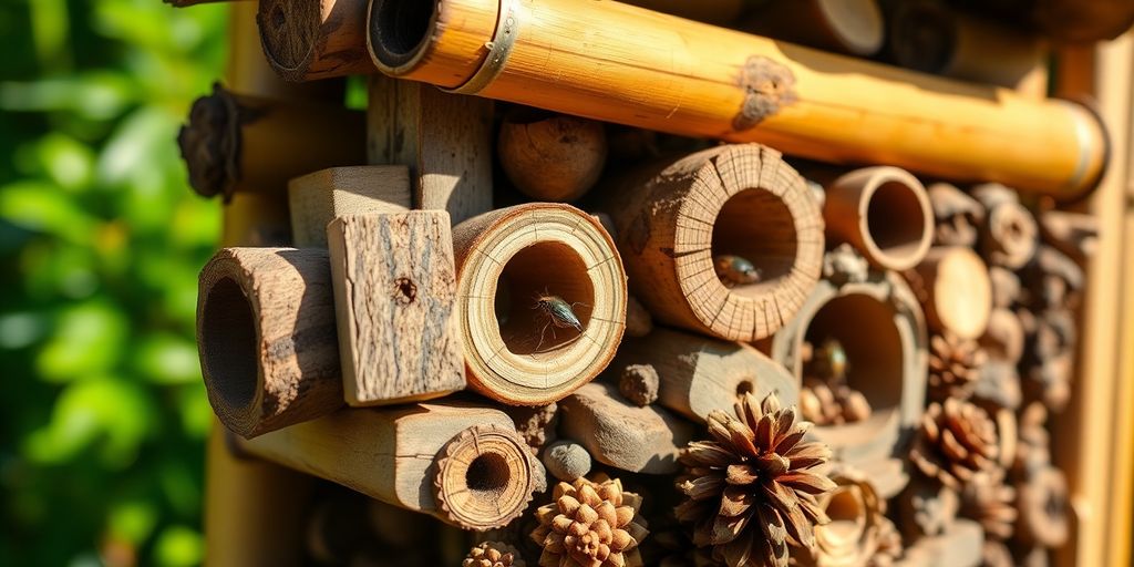 Insektenhotel im Garten, Nahaufnahme