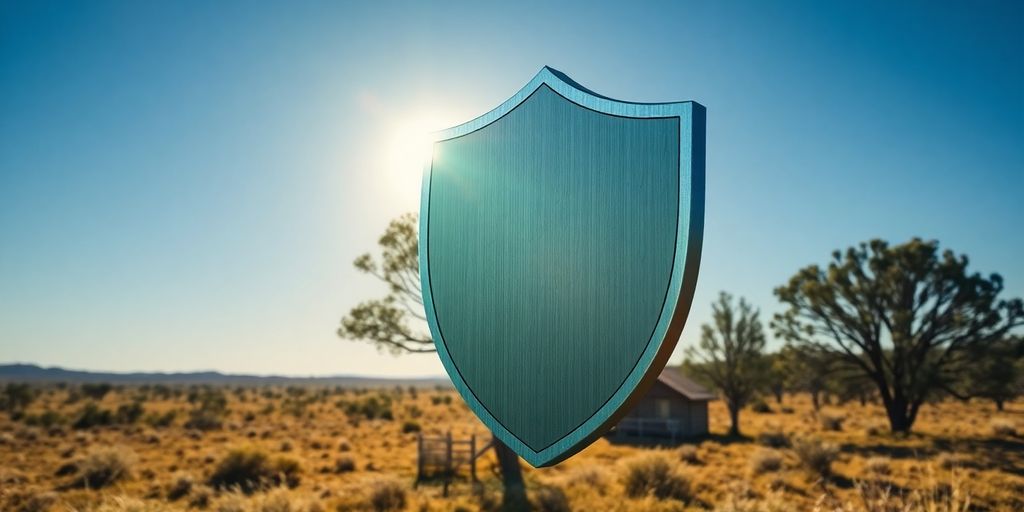 A secure digital shield over an Australian landscape.