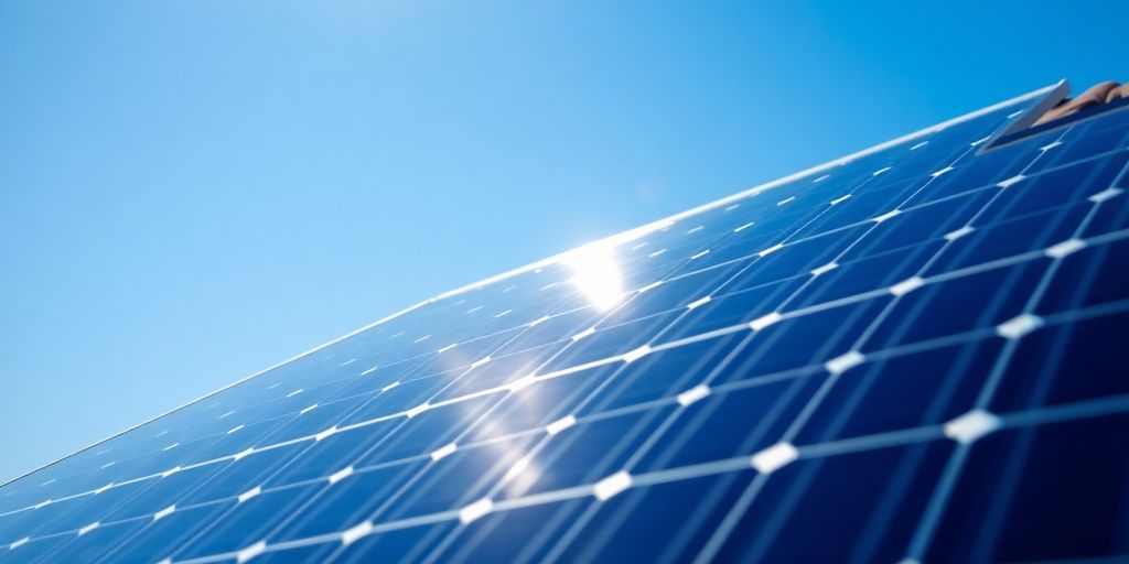 Close-up of a solar panel on a rooftop.