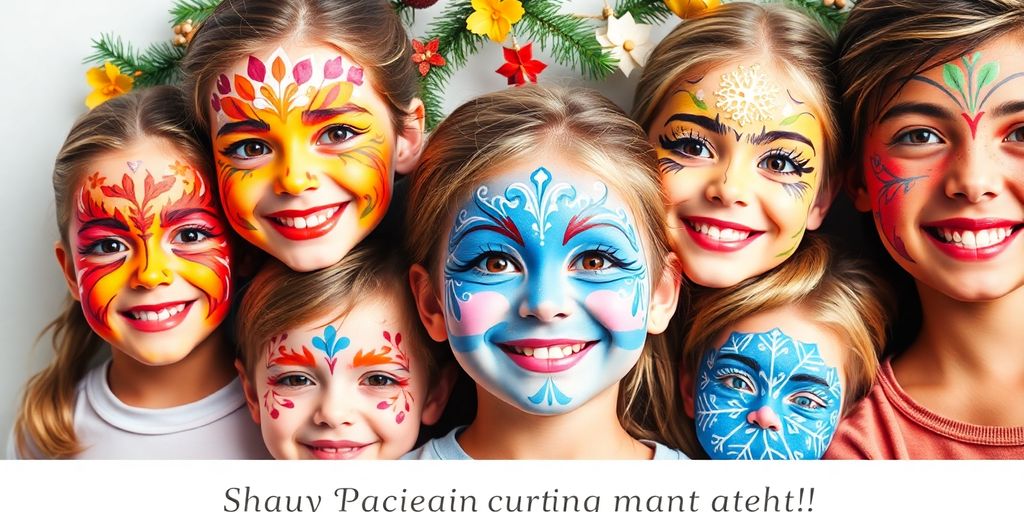 Colorful seasonal face painting on children and adults.