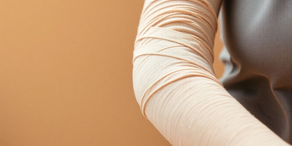 Compression wrap on arm.