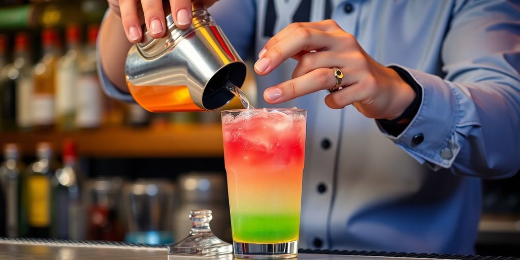 Bartender serving drink, illustrative image