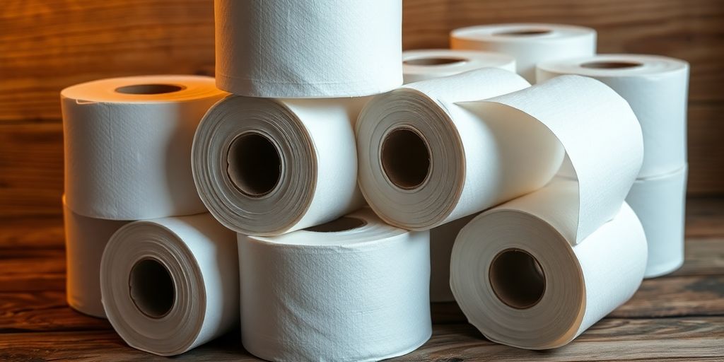 toilet paper rolls on a wooden background