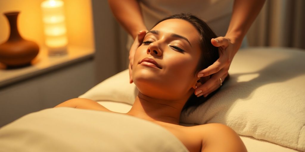 Une personne détendue recevant un massage.