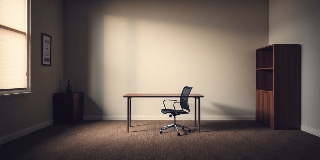 Bureau vide avec une chaise et un bureau