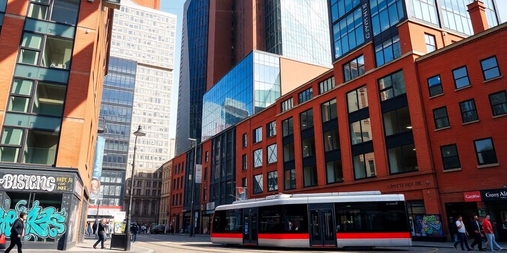 Manchester's vibrant street art and historic architecture.