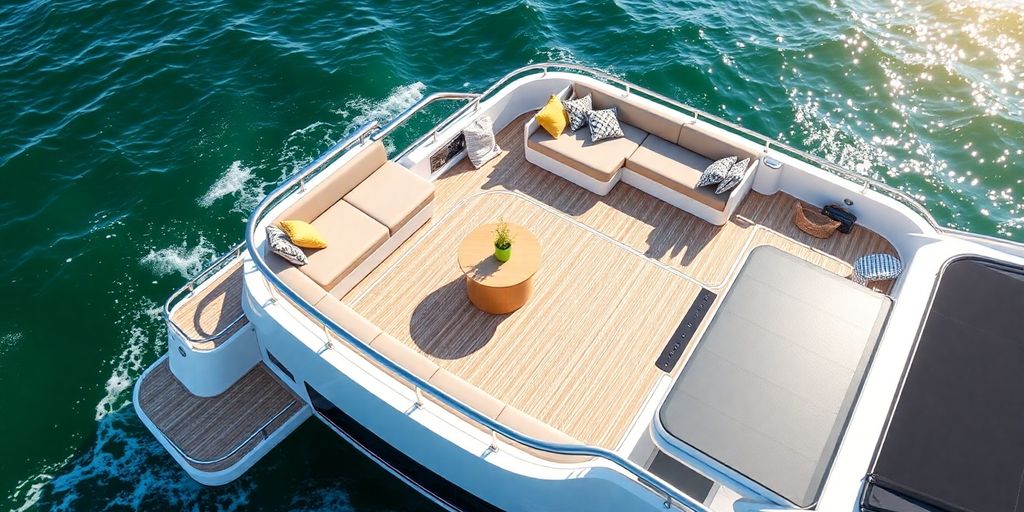 Modern boat deck with stylish and safe materials.