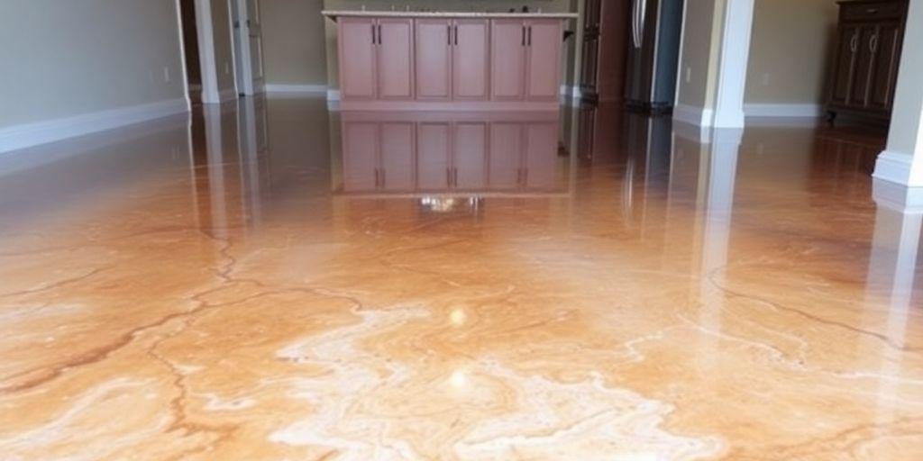Glossy epoxy floor in a modern home interior.