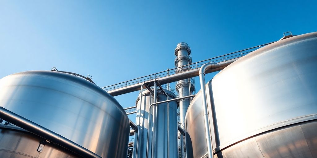 Modern ammonia production facility with sleek industrial design.
