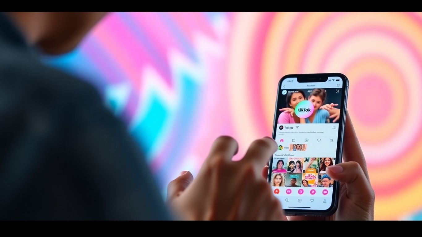 Person using smartphone with TikTok interface visible.