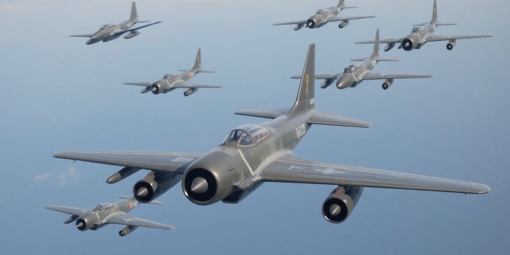 Rare military aircraft in flight.