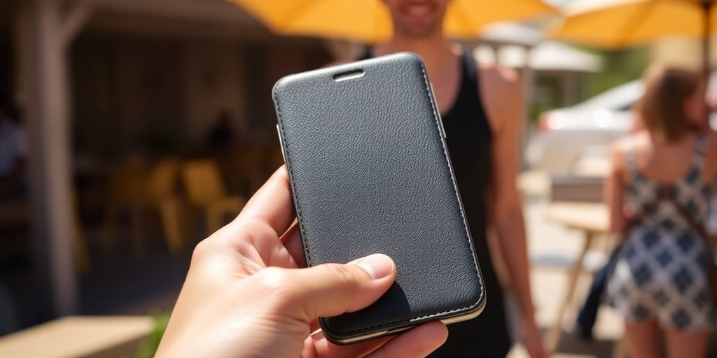 Samsung S25 Plus flip case, luxurious leather, elegant Australian setting.