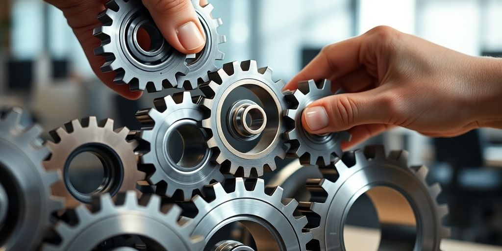 Bloques, engranajes, conexión, estabilidad, clientes B2B.