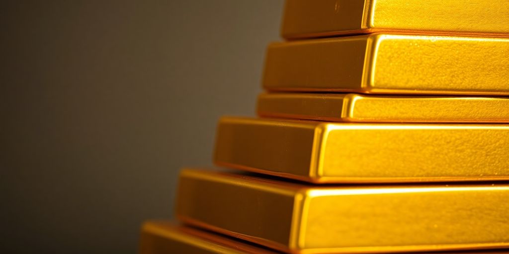 Des barres d'or empilées brillantes et lumineuses.