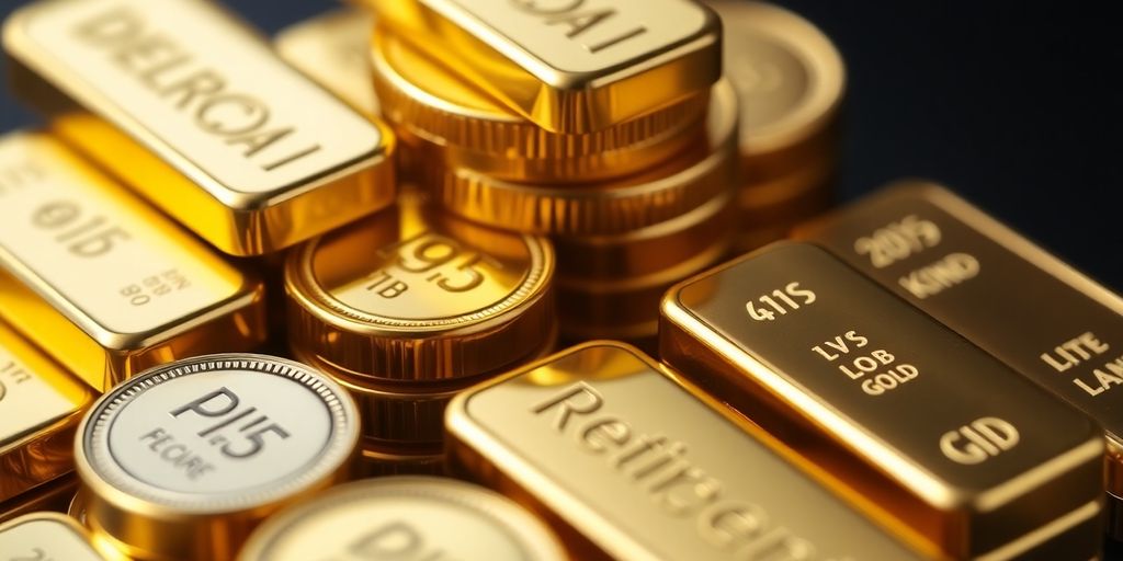 Pièces et lingots d'or brillants empilés.