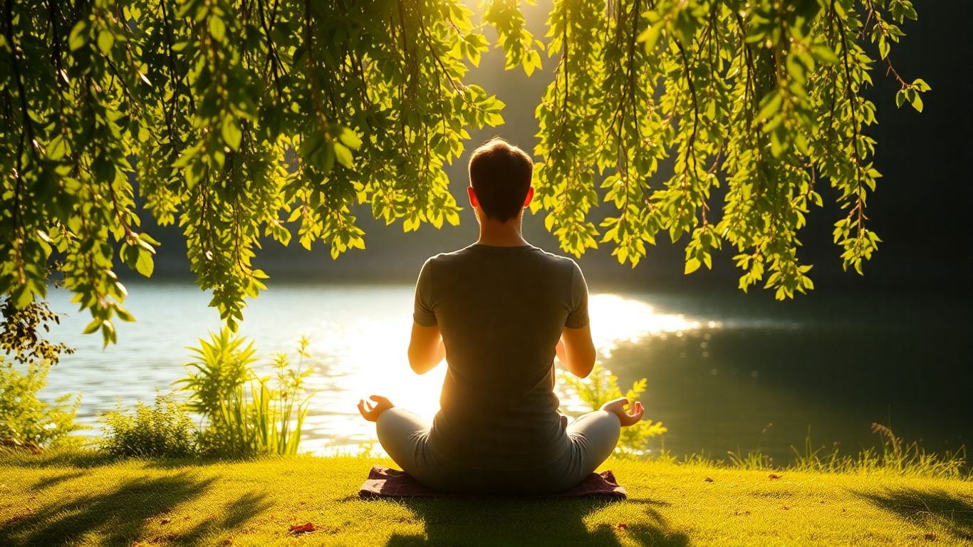 Person meditating peacefully in nature