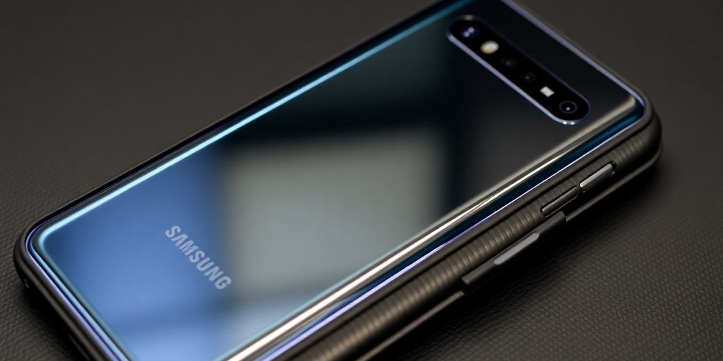 Sleek Samsung Galaxy S25 Ultra phone in a premium case.