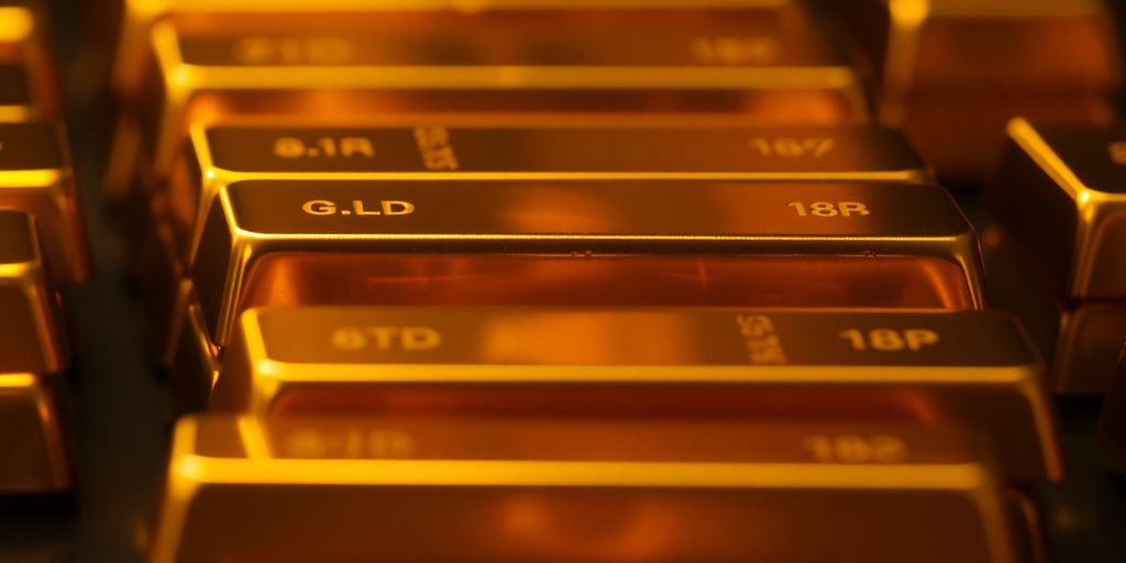 Barres d'or brillantes sur un fond sombre.
