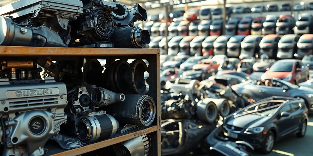 Suzuki parts in auto wrecking yard