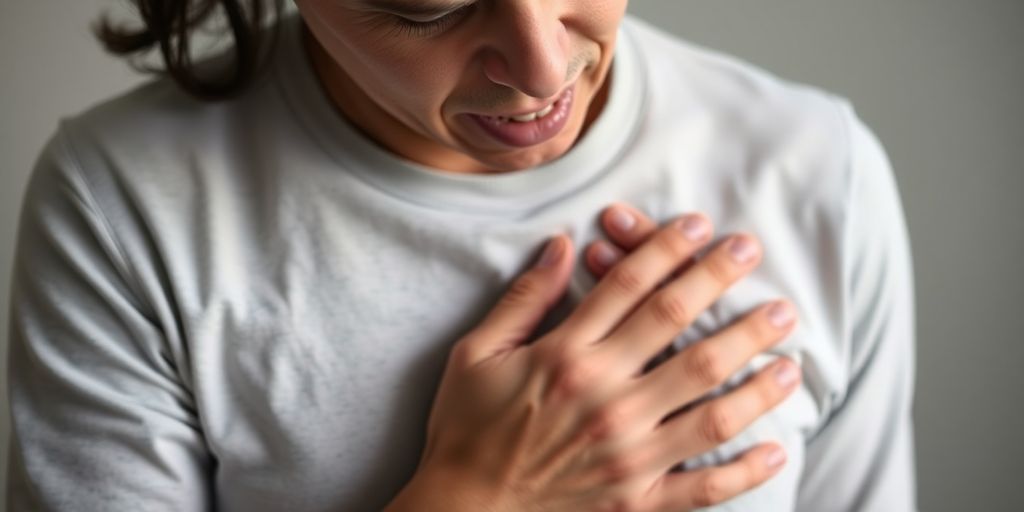 Person experiencing physical symptoms of an anxiety attack.