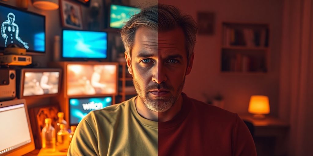 Adult struggling with dopamine addiction, finding balance.
