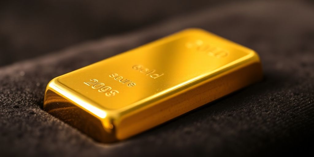 Un lingot d'or sur un fond velouté sombre.