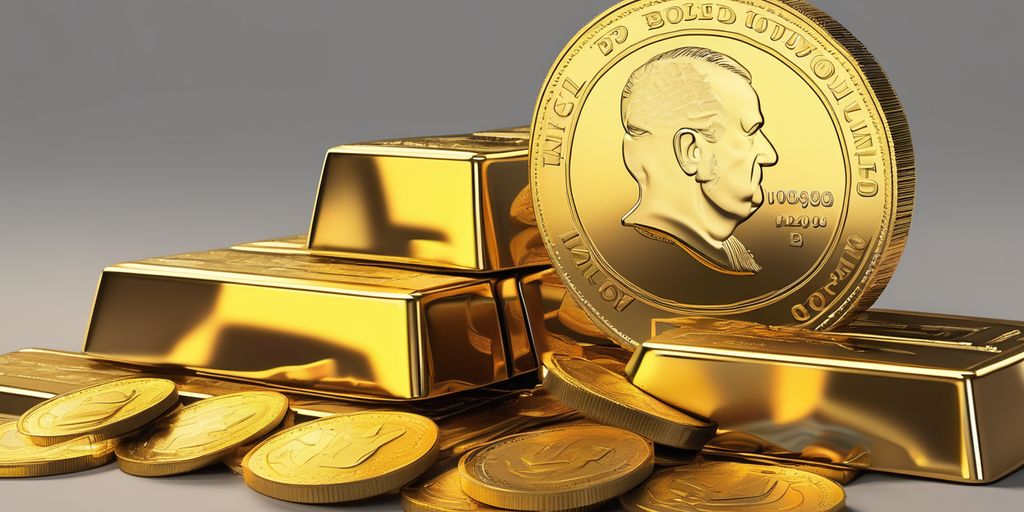gold bars and coins with inflation graph