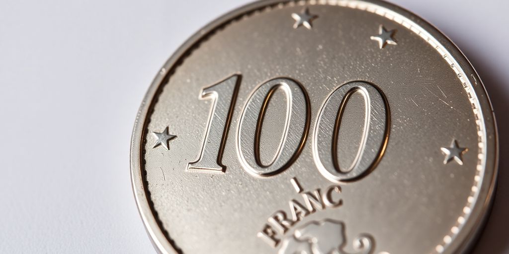 Une pièce de 100 francs en argent.