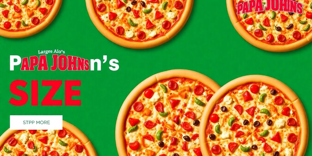 Different sizes of Papa John's pizzas on display.