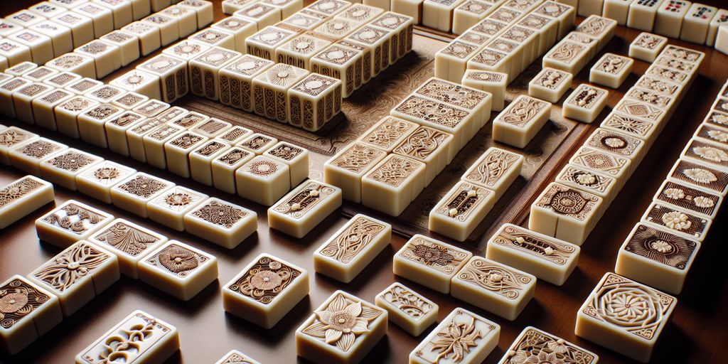 Mahjong tiles game setup with stunning illustrations