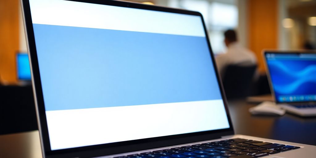 Laptop screen with a professional's profile.