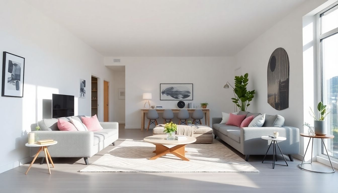 Stylish modern flat interior with contemporary furniture.